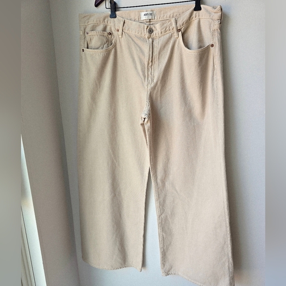 AGOLDE CLARA JEANS TUSK WIDE LEG LOW RISE Cream Organic Cotton 34 Waist 21" - Picture 4 of 8
